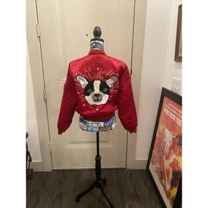 Gap Satin Bomber Jacket French Bulldog Size XS